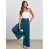 imageANRABESS Women Palazzo Pants Summer Boho Bagyy Wide Leg High Smocked Waist Casual Loose Lounge Pant with PocketTeal Blue