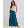 imageANRABESS Women Palazzo Pants Summer Boho Bagyy Wide Leg High Smocked Waist Casual Loose Lounge Pant with PocketTeal Blue