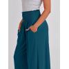 imageANRABESS Women Palazzo Pants Summer Boho Bagyy Wide Leg High Smocked Waist Casual Loose Lounge Pant with PocketTeal Blue