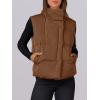 imageANRABESS Women Puffer Vest Sleeveless Zip Up Stand Collar Quilted Lightweight Jacket Winter Warm Puffer Padded Down OuterwearBrown