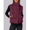 imageANRABESS Women Puffer Vest Sleeveless Zip Up Stand Collar Quilted Lightweight Jacket Winter Warm Puffer Padded Down OuterwearRed