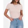 imageANRABESS Women Short Sleeve Crewneck Ribbed Knit Slim Fitted Shirts Summer Tops Basic Tee TShirt Casual Spring 2025 ClothesApricot