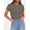 imageANRABESS Women Short Sleeve Crewneck Ribbed Knit Slim Fitted Shirts Summer Tops Basic Tee TShirt Casual Spring 2025 ClothesArmy Green