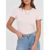 imageANRABESS Women Short Sleeve Crewneck Ribbed Knit Slim Fitted Shirts Summer Tops Basic Tee TShirt Casual Spring 2025 ClothesBeige