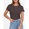 imageANRABESS Women Short Sleeve Crewneck Ribbed Knit Slim Fitted Shirts Summer Tops Basic Tee TShirt Casual Spring 2025 ClothesBrown