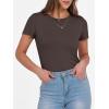 imageANRABESS Women Short Sleeve Crewneck Ribbed Knit Slim Fitted Shirts Summer Tops Basic Tee TShirt Casual Spring 2025 ClothesBrown