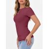 imageANRABESS Women Short Sleeve Crewneck Ribbed Knit Slim Fitted Shirts Summer Tops Basic Tee TShirt Casual Spring 2025 ClothesBurgundy