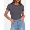 imageANRABESS Women Short Sleeve Crewneck Ribbed Knit Slim Fitted Shirts Summer Tops Basic Tee TShirt Casual Spring 2025 ClothesCharcoal