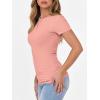 imageANRABESS Women Short Sleeve Crewneck Ribbed Knit Slim Fitted Shirts Summer Tops Basic Tee TShirt Casual Spring 2025 ClothesCoral