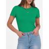 imageANRABESS Women Short Sleeve Crewneck Ribbed Knit Slim Fitted Shirts Summer Tops Basic Tee TShirt Casual Spring 2025 ClothesGreen