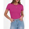 imageANRABESS Women Short Sleeve Crewneck Ribbed Knit Slim Fitted Shirts Summer Tops Basic Tee TShirt Casual Spring 2025 ClothesHot Pink