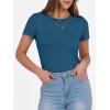imageANRABESS Women Short Sleeve Crewneck Ribbed Knit Slim Fitted Shirts Summer Tops Basic Tee TShirt Casual Spring 2025 ClothesIndigo