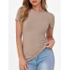 imageANRABESS Women Short Sleeve Crewneck Ribbed Knit Slim Fitted Shirts Summer Tops Basic Tee TShirt Casual Spring 2025 ClothesKhaki