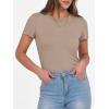 imageANRABESS Women Short Sleeve Crewneck Ribbed Knit Slim Fitted Shirts Summer Tops Basic Tee TShirt Casual Spring 2025 ClothesKhaki