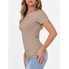 imageANRABESS Women Short Sleeve Crewneck Ribbed Knit Slim Fitted Shirts Summer Tops Basic Tee TShirt Casual Spring 2025 ClothesKhaki