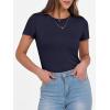 imageANRABESS Women Short Sleeve Crewneck Ribbed Knit Slim Fitted Shirts Summer Tops Basic Tee TShirt Casual Spring 2025 ClothesNavy Blue