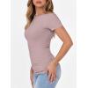 imageANRABESS Women Short Sleeve Crewneck Ribbed Knit Slim Fitted Shirts Summer Tops Basic Tee TShirt Casual Spring 2025 ClothesNutmeg