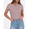 imageANRABESS Women Short Sleeve Crewneck Ribbed Knit Slim Fitted Shirts Summer Tops Basic Tee TShirt Casual Spring 2025 ClothesNutmeg