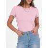 imageANRABESS Women Short Sleeve Crewneck Ribbed Knit Slim Fitted Shirts Summer Tops Basic Tee TShirt Casual Spring 2025 ClothesPink