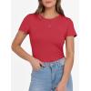 imageANRABESS Women Short Sleeve Crewneck Ribbed Knit Slim Fitted Shirts Summer Tops Basic Tee TShirt Casual Spring 2025 ClothesRed