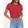 imageANRABESS Women Short Sleeve Crewneck Ribbed Knit Slim Fitted Shirts Summer Tops Basic Tee TShirt Casual Spring 2025 ClothesRed