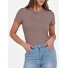 imageANRABESS Women Short Sleeve Crewneck Ribbed Knit Slim Fitted Shirts Summer Tops Basic Tee TShirt Casual Spring 2025 ClothesTaupe