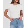 imageANRABESS Women Short Sleeve Crewneck Ribbed Knit Slim Fitted Shirts Summer Tops Basic Tee TShirt Casual Spring 2025 ClothesWhite