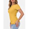 imageANRABESS Women Short Sleeve Crewneck Ribbed Knit Slim Fitted Shirts Summer Tops Basic Tee TShirt Casual Spring 2025 ClothesYellow