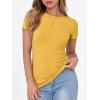 imageANRABESS Women Short Sleeve Crewneck Ribbed Knit Slim Fitted Shirts Summer Tops Basic Tee TShirt Casual Spring 2025 ClothesYellow