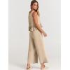 imageANRABESS Women Summer 2 Piece Outfits Sleeveless Tank Crop Top Wide Leg Pants Linen Jumpsuits Lounge Matching Beach SetsApricot
