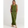 imageANRABESS Women Summer 2 Piece Outfits Sleeveless Tank Crop Top Wide Leg Pants Linen Jumpsuits Lounge Matching Beach SetsArmy Green