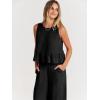 imageANRABESS Women Summer 2 Piece Outfits Sleeveless Tank Crop Top Wide Leg Pants Linen Jumpsuits Lounge Matching Beach SetsBlack