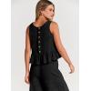 imageANRABESS Women Summer 2 Piece Outfits Sleeveless Tank Crop Top Wide Leg Pants Linen Jumpsuits Lounge Matching Beach SetsBlack
