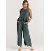 imageANRABESS Women Summer 2 Piece Outfits Sleeveless Tank Crop Top Wide Leg Pants Linen Jumpsuits Lounge Matching Beach SetsBlue Gray