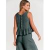 imageANRABESS Women Summer 2 Piece Outfits Sleeveless Tank Crop Top Wide Leg Pants Linen Jumpsuits Lounge Matching Beach SetsBlue Gray