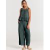imageANRABESS Women Summer 2 Piece Outfits Sleeveless Tank Crop Top Wide Leg Pants Linen Jumpsuits Lounge Matching Beach SetsBlue Gray