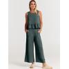 imageANRABESS Women Summer 2 Piece Outfits Sleeveless Tank Crop Top Wide Leg Pants Linen Jumpsuits Lounge Matching Beach SetsBlue Gray