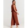 imageANRABESS Women Summer 2 Piece Outfits Sleeveless Tank Crop Top Wide Leg Pants Linen Jumpsuits Lounge Matching Beach SetsBrick