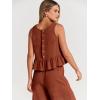 imageANRABESS Women Summer 2 Piece Outfits Sleeveless Tank Crop Top Wide Leg Pants Linen Jumpsuits Lounge Matching Beach SetsBrick