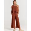 imageANRABESS Women Summer 2 Piece Outfits Sleeveless Tank Crop Top Wide Leg Pants Linen Jumpsuits Lounge Matching Beach SetsBrick