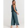 imageANRABESS Women Summer 2 Piece Outfits Sleeveless Tank Crop Top Wide Leg Pants Linen Jumpsuits Lounge Matching Beach SetsCyan Blue