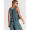 imageANRABESS Women Summer 2 Piece Outfits Sleeveless Tank Crop Top Wide Leg Pants Linen Jumpsuits Lounge Matching Beach SetsCyan Blue
