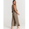 imageANRABESS Women Summer 2 Piece Outfits Sleeveless Tank Crop Top Wide Leg Pants Linen Jumpsuits Lounge Matching Beach SetsKhaki