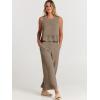 imageANRABESS Women Summer 2 Piece Outfits Sleeveless Tank Crop Top Wide Leg Pants Linen Jumpsuits Lounge Matching Beach SetsKhaki
