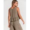 imageANRABESS Women Summer 2 Piece Outfits Sleeveless Tank Crop Top Wide Leg Pants Linen Jumpsuits Lounge Matching Beach SetsKhaki