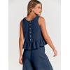 imageANRABESS Women Summer 2 Piece Outfits Sleeveless Tank Crop Top Wide Leg Pants Linen Jumpsuits Lounge Matching Beach SetsNavy Blue