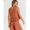 imageANRABESS Women Summer 2 Piece Outfits Sleeveless Tank Crop Top Wide Leg Pants Linen Jumpsuits Lounge Matching Beach SetsOrange Rust