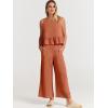 imageANRABESS Women Summer 2 Piece Outfits Sleeveless Tank Crop Top Wide Leg Pants Linen Jumpsuits Lounge Matching Beach SetsOrange Rust