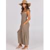 imageANRABESS Women Summer Casual Dressy Sleeveless Smocked Wide Leg Linen Jumpsuits Rompers 2025 Trendy Travel Outfit PocketLight Brown