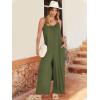 imageANRABESS Women Summer Casual Sleeveless Spaghetti Strap Boho Wide Leg Jumpsuits Rompers Dressy 2025 Trendy Outfits ClothesArmygreen